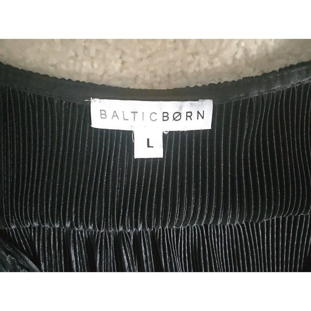 Baltic Born Black Faux Wrap Maxi Dress Sz L - Crushed Velvet Ribbed Holiday Glam - Picture 7 of 12